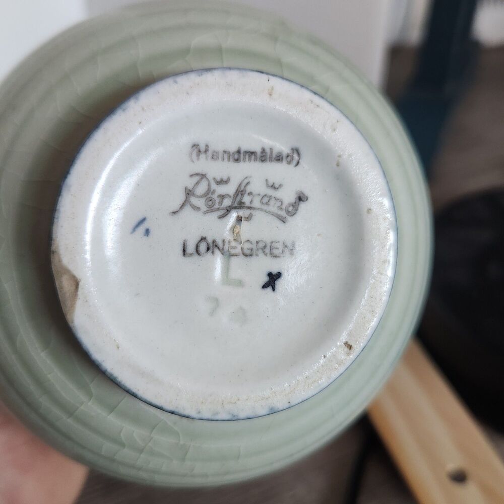 Gertrud Lönegren At Rörstrand Handmålad Sweden Art Pottery Floral Vase 1930s - Picture 3 of 7